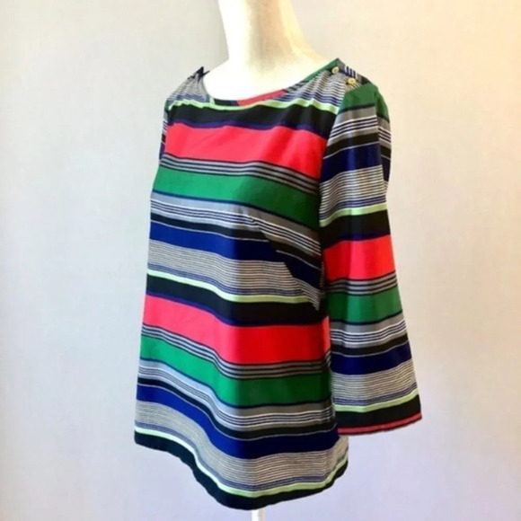 Banana Republic 3/4 Sleeve Striped Top Boatneck M - Picture 2 of 6
